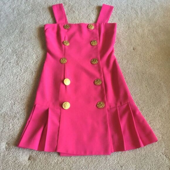 Fabulous Rare Vintage 80s Cache’ Button Detail Hot Pink Dress - Picture 2 of 7